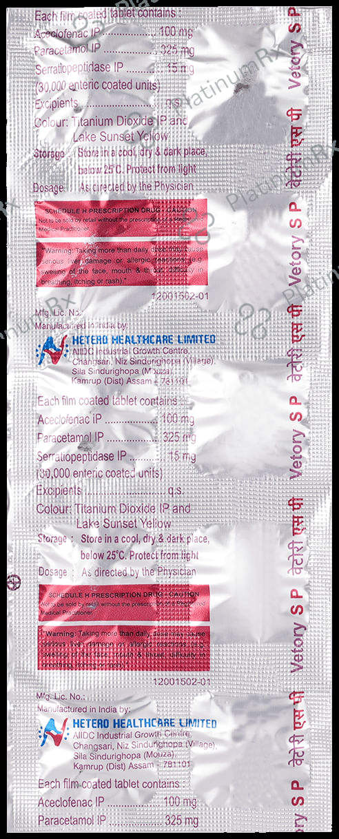 Vetory SP 100/325/15mg Tablet 10s