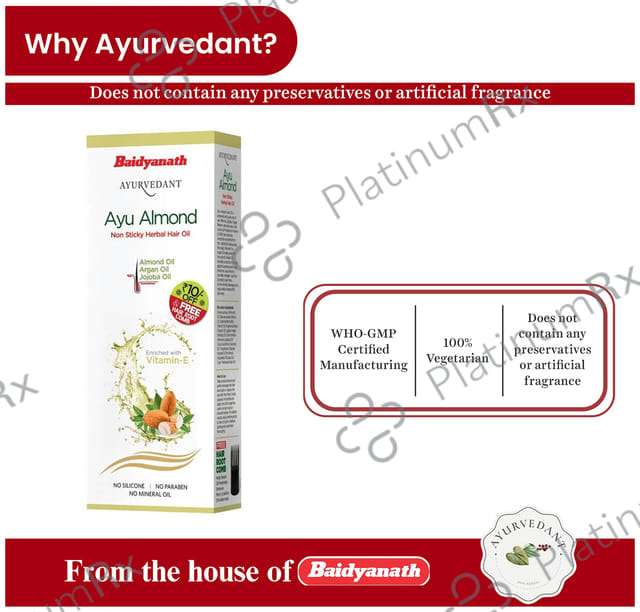 Baidyanath (Jhansi) Ayurvedant Herbal Hair Oil Ayu Almond Non Sticky