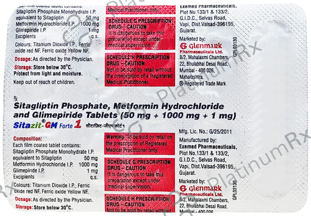 Sitazit GM Forte 1/1000/50mg Tablet 10s