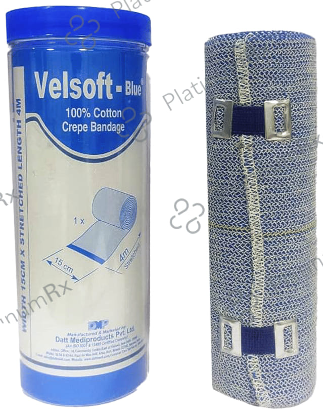 Velsoft Bandage -Blue 100% Cotton Crepe 15cm x 4m