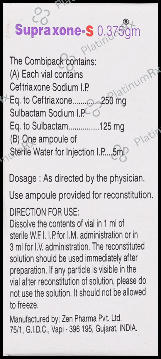 Supraxone S 250 mg/125 mg Injection