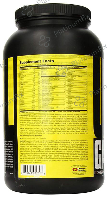 Universal Nutrition Gain Fast Chocolate Shake 5 lb