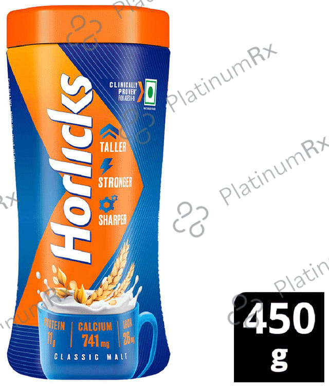 Horlicks Drink with Vitamin C, D & Zinc - For Bones & Metabolism - Flavour Classic Malt 500 gm
