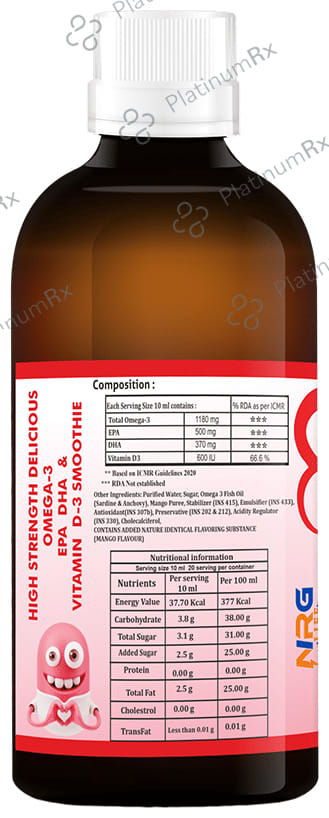 NRG Life Cardi High Strength Omega 3 Syrup Mango