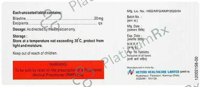 Bilastero 20mg Tablet 10s