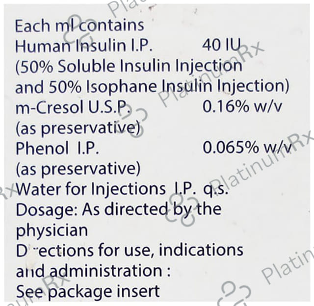 New Wosulin 50/50 (40 IU/ml) Vial 1X15ml