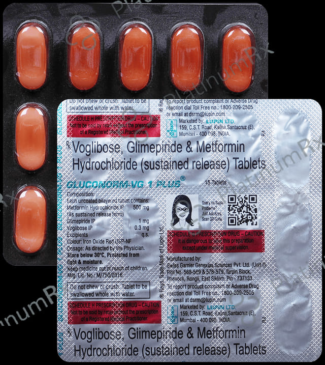 Gluconorm VG1 Plus 1/500/0.3mg Tablet SR 15s