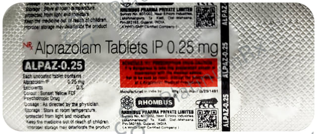 Alpaz 0.25mg Tablet 10s