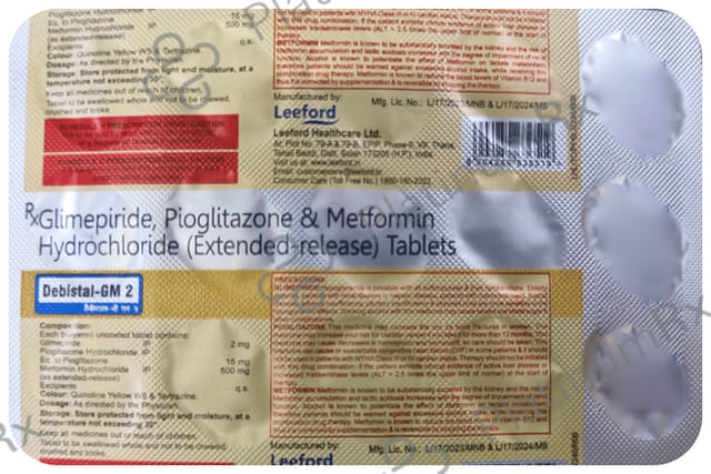 Debistal GM 2/500/15mg Tablet ER 15s