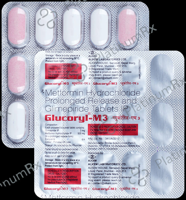 Glucoryl M3 3/500mg Tablet PR 15s