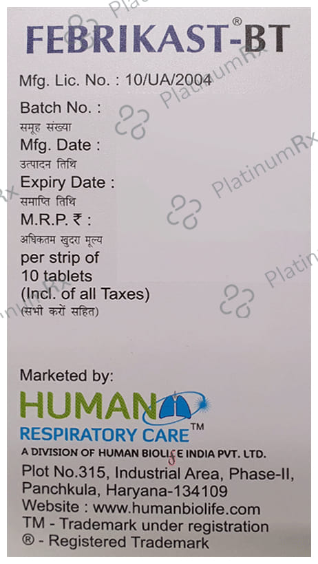 Febrikast BT 20mg/10mg Tablet