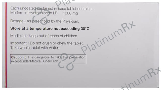 Gluformin XL 1000mg Tablet SR 15s