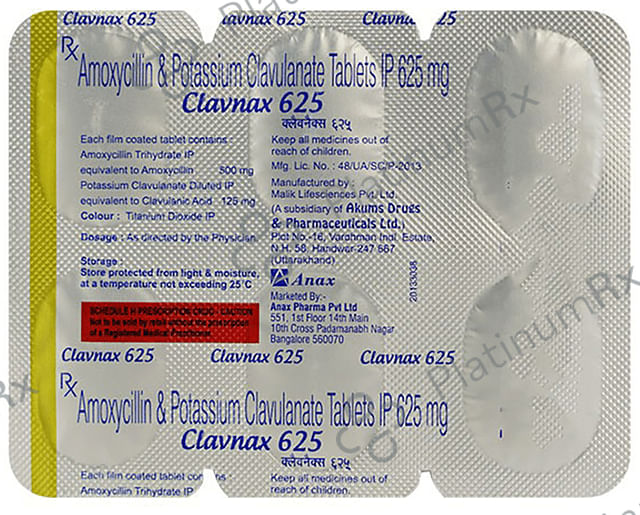 Clavnax 625mg Tablet 6s