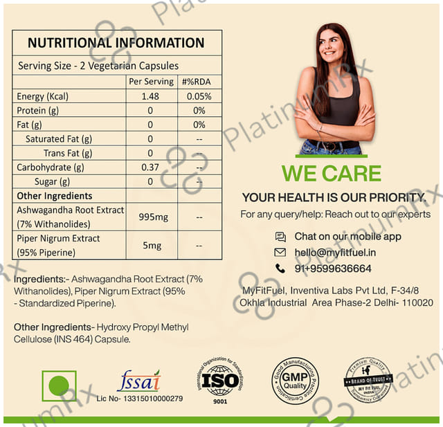 MyFitFuel Ashwagandha Root Extract Capsule 120 capsules
