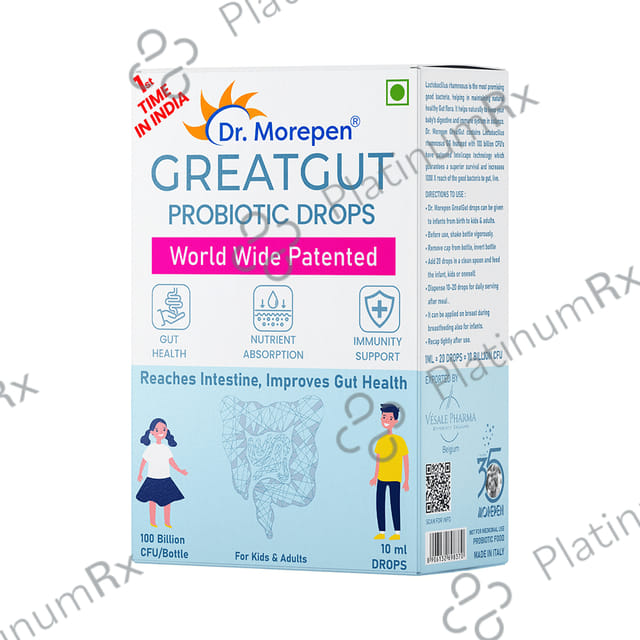 Dr. Morepen Great Gut Probiotic Drops 100 Billion CFU - For Gut Health & Immunity
