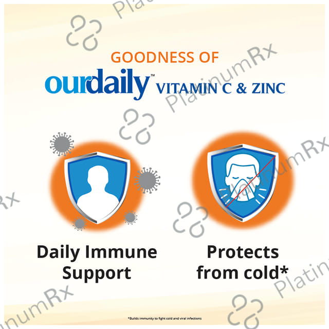 OurDaily Vitamin C & Zinc Lemony Orange Chewable Tablet 120s