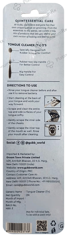Gubb T+ Tongue Cleaner Grey & Purple