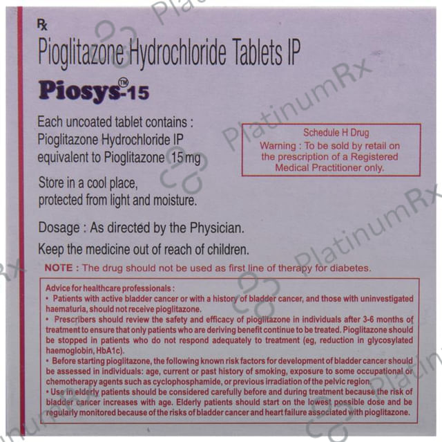 Piosys 15mg Tablet 30s