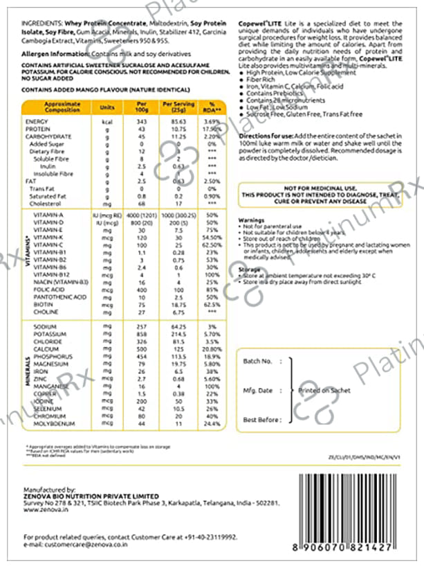 Pulse Copewell Lite Powder Mango 400gm