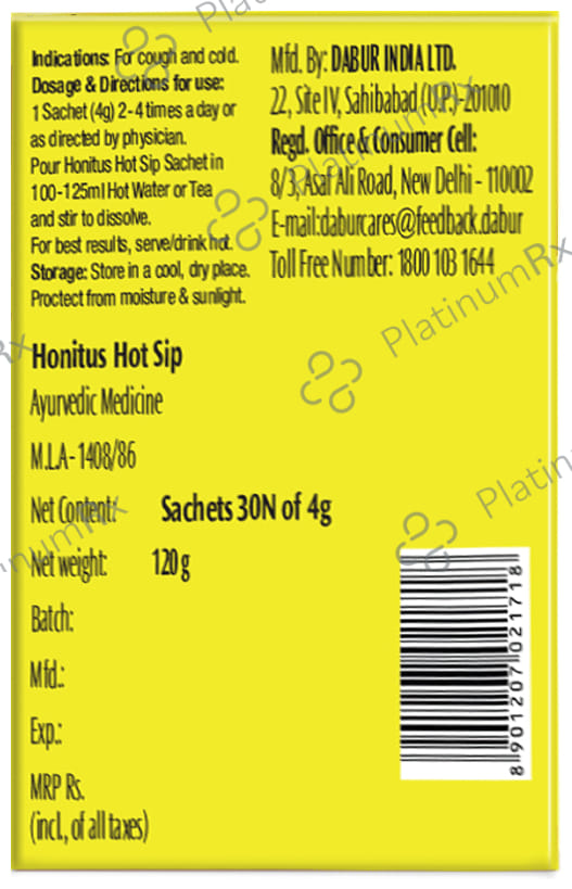 Dabur Honitus Hot Sip Ayurvedic Kaadha 4gm (Pack of 7s)