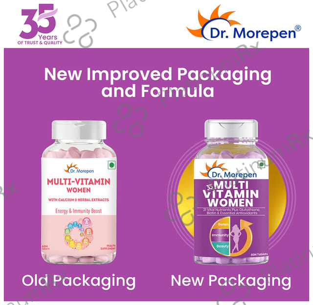 Dr. Morepen Multi Vitamin for Women - With Glutathione, Biotin & Antioxidants for Bones, Immunity & Skin - Tablet