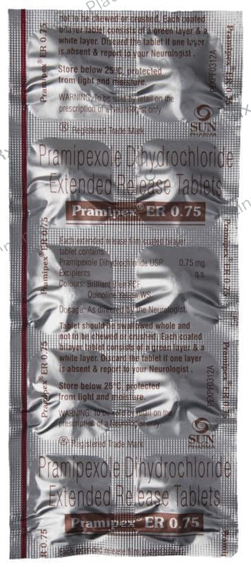 Pramipex 0.75mg ER Tablet 10s