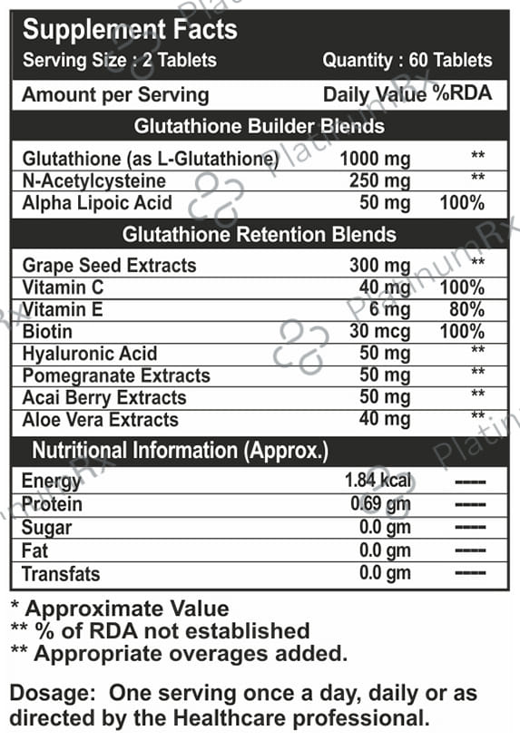 Goa Nutritions Glutathione Hyaluronic Acid + Biotin Tablet Sugar Free 60s