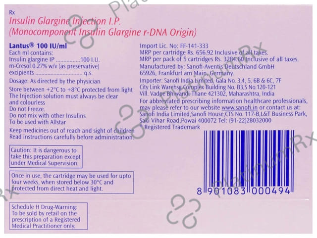 Lantus (100 IU/ml) (1*3ml Cartridge)