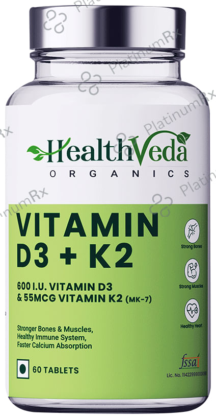 Health Veda Organics Vitamin D3 + K2 Healthy Bones Tablet
