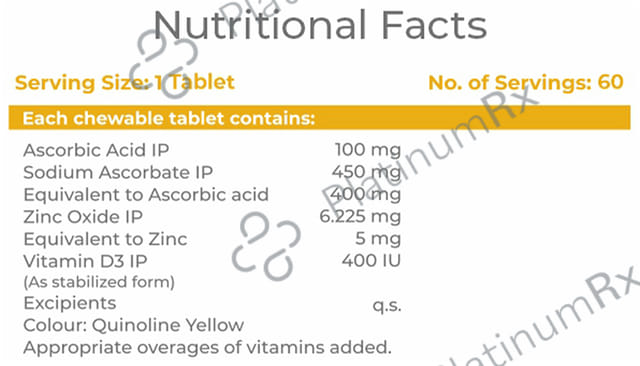 Hohner Vitamin C+ Chewable Orange Sugar Free Tablet 60s