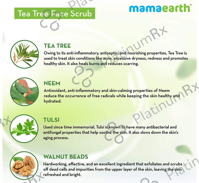 Mamaearth Tea Tree Face Scrub - Paraben & SLS-Free - For All Skin Types