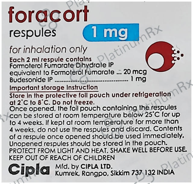Foracort 1mg/20mcg Respules 5X2ml