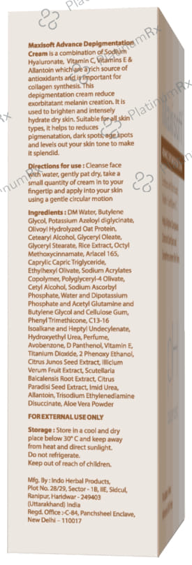 Maxisoft PH Balanced Advance Depigmentation Cream (50gm Each) 1 Tube