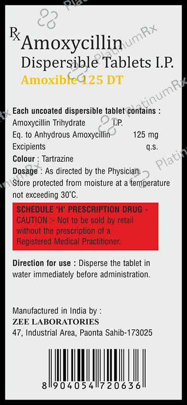 Amoxible 125mg Tablet DT 10s
