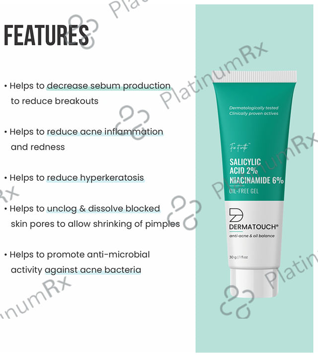 Dermatouch Salicylic Acid 2% Niacinamide 6% Anti-Acne Gel - Oil-Free