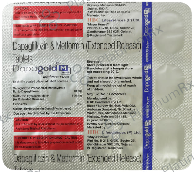 Dapa Gold M 10mg/500mg Tablet