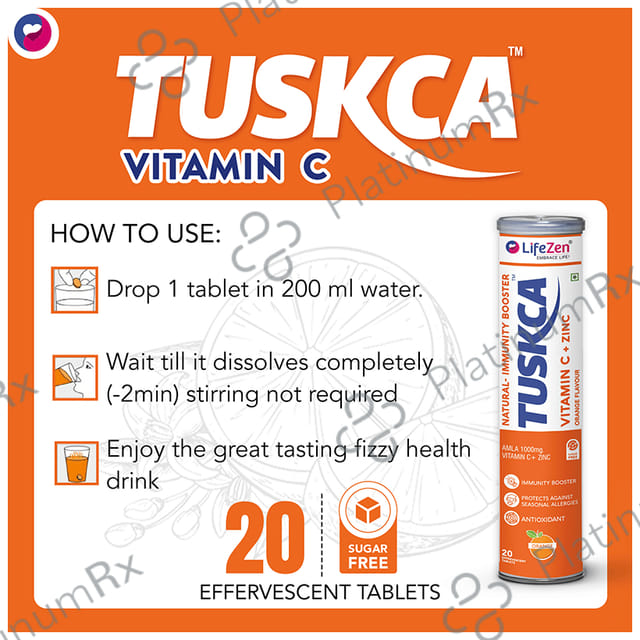 Tuskca Vitamin C + Zinc Effervescent Tablet Orange
