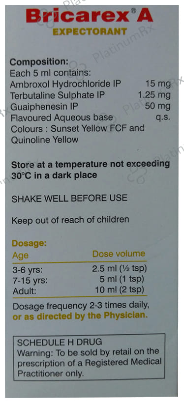 Bricarex A Apple Sugar Free Expectorant Syrup 100ml