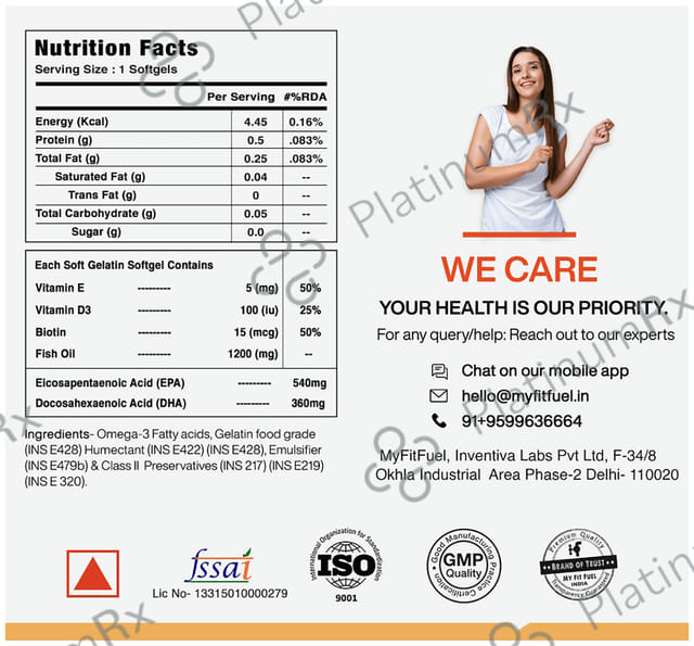 MyFitFuel Triple Strength Omega 3 Fish Oil 1200mg Soft Gelatin Capsule 120 capsules