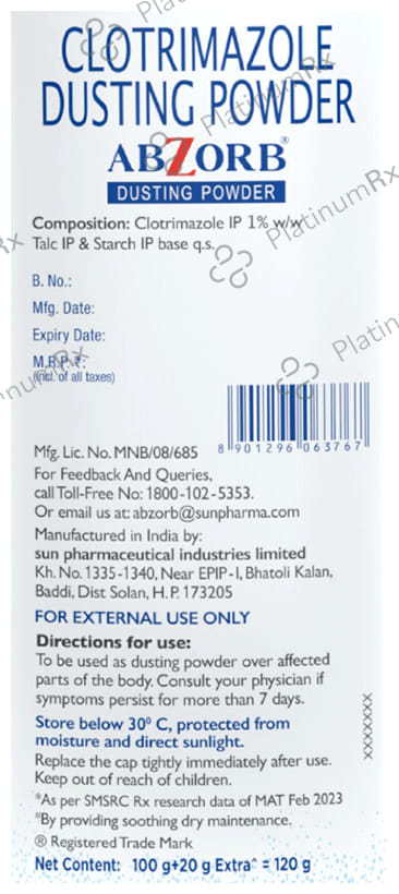 Abzorb Anti Fungal 1% Dusting Powder 120gm