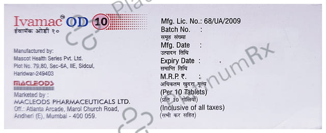 Ivamac OD 10mg Tablet PR 10s