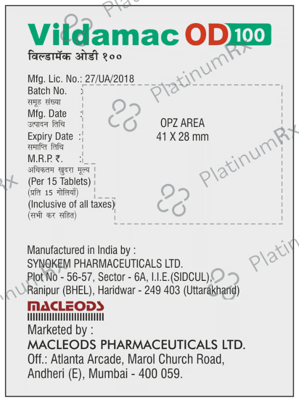 Vildamac OD 100mg Tablet 15s
