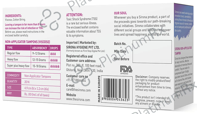Sirona Now Periods Made Easy Premium Digital Tampons Regular 20s