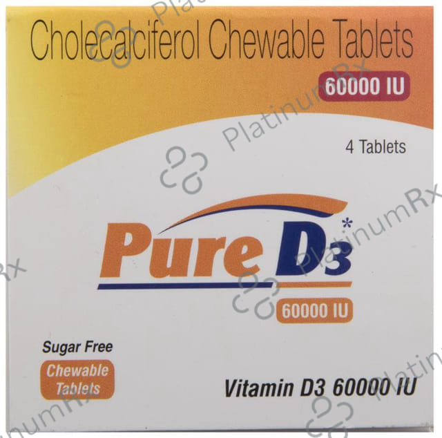 Pure D3 60000IUChewable Sugar Free Tablet 4s