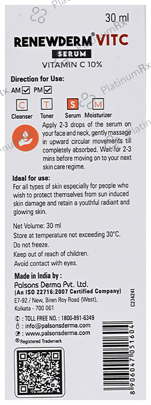 Renewderm Vit C Skin Brightening Antioxidant Face Serum 30ml
