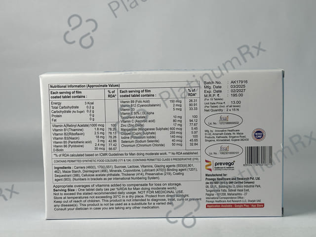 Zindervit NF Tablet 15s