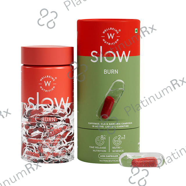 Wellbeing Nutrition Slow Burn with L-Carnitine, Caffeine & Chromium for Weight Management - Capsule