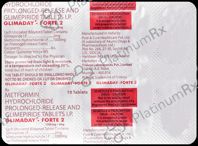Glimaday Forte 2/1000mg Tablet PR 10s