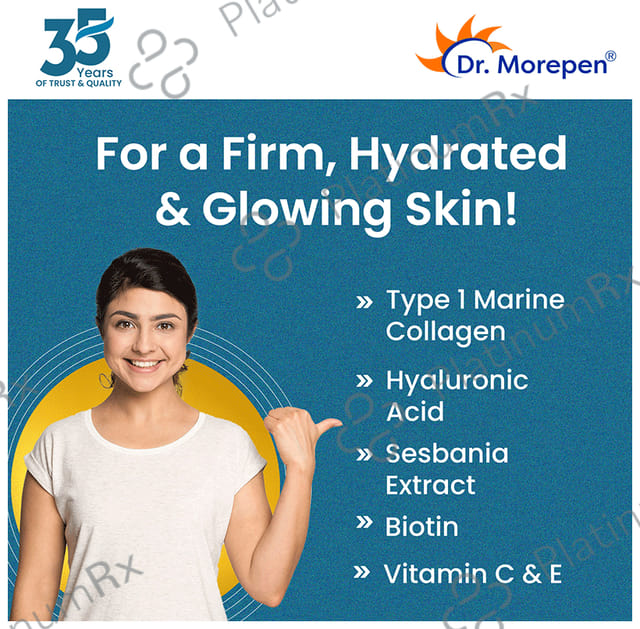 Dr. Morepen Collagen (Marine) Skin Protein with Hyaluronic Acid, Vitamin C & Biotin - Flavour Chocolate Powder