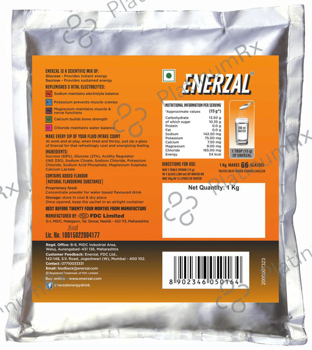 Enerzal Energy & Electrolyte Drink Orange Flavour Powder 1kg